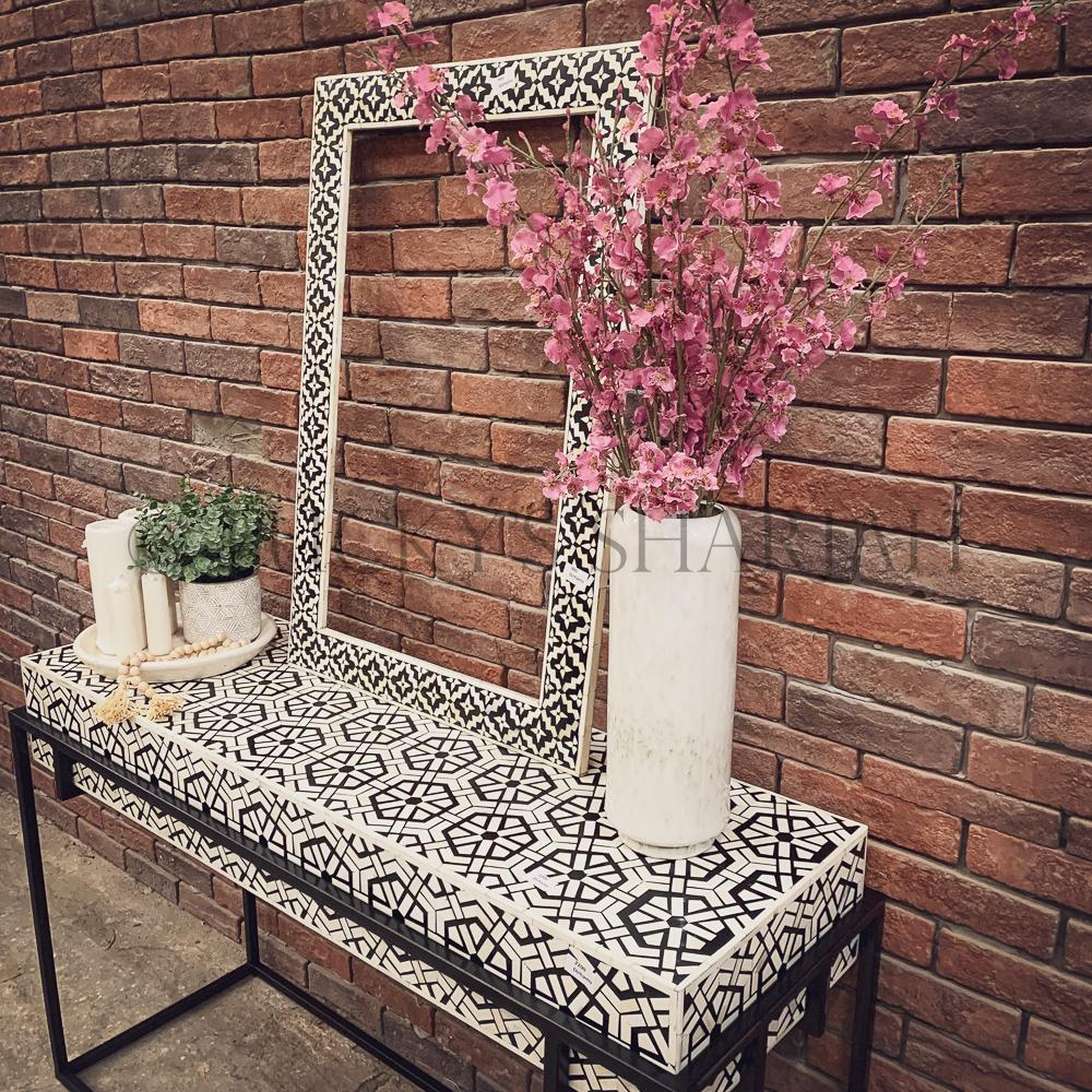 Minimalist bone Inlay industrial console | Lucky Furniture & Handicrafts.