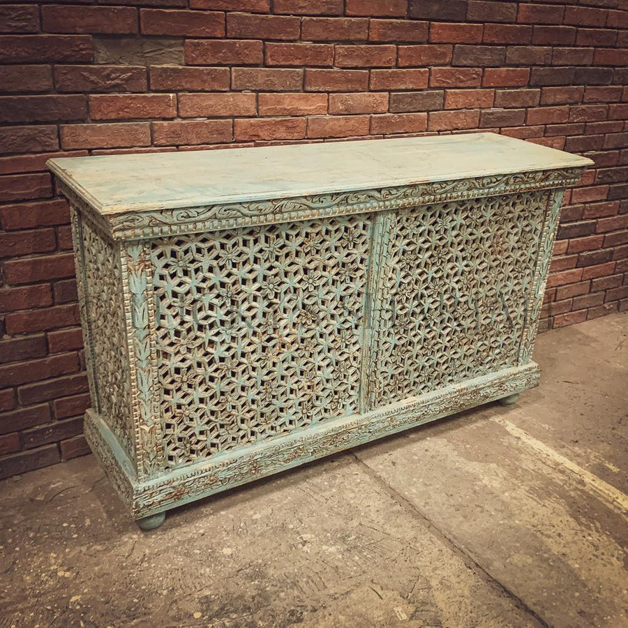 Carved Console vibrant blue | Lucky Furniture & Handicrafts.