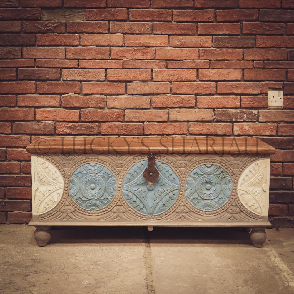 Carved Box blue and white | Lucky Furniture & Handicrafts.