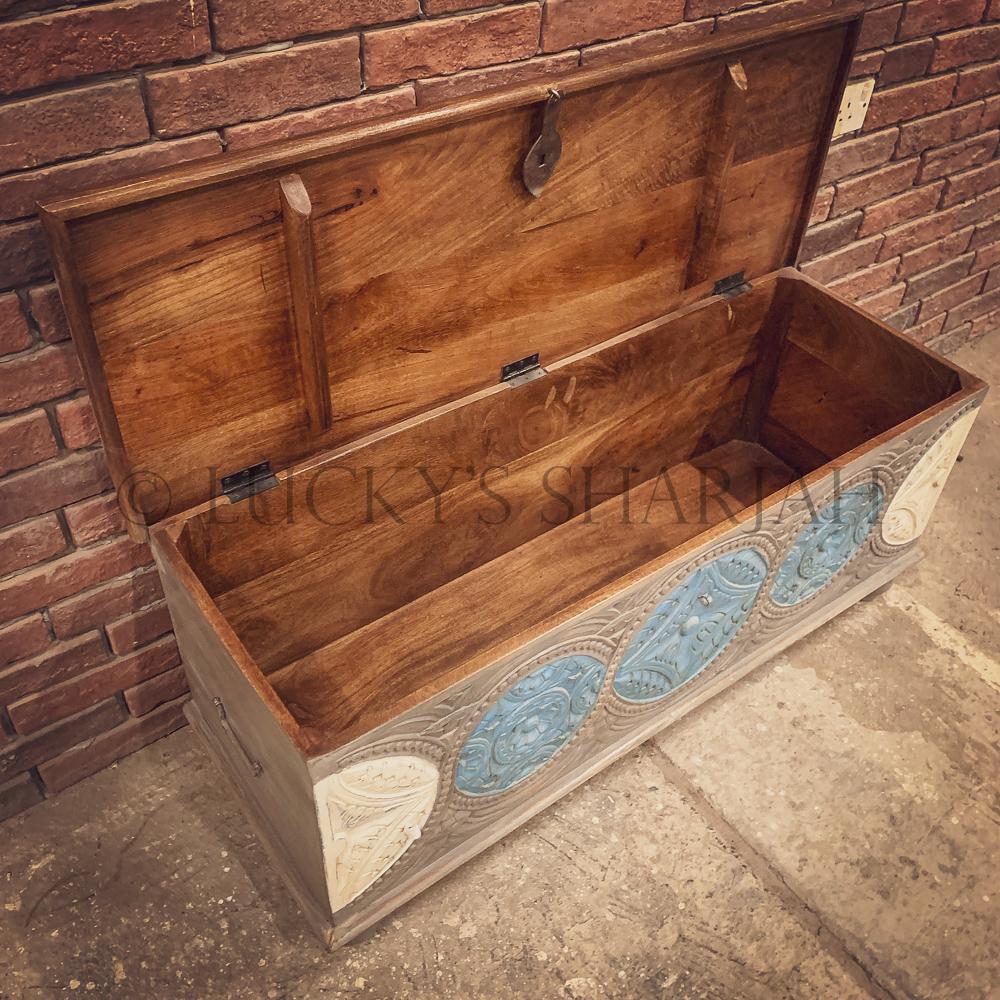 Carved Box blue and white | Lucky Furniture & Handicrafts.
