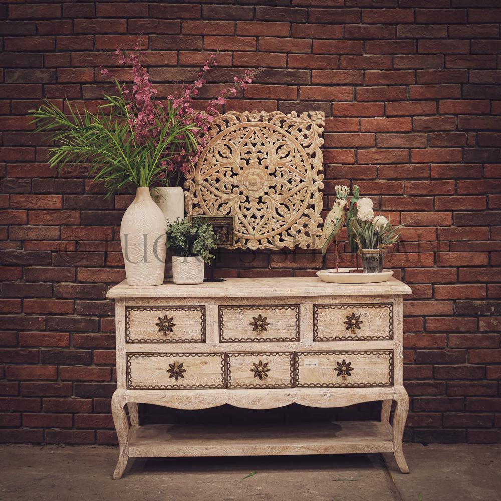 Brass inlay shabby chic drawchest | Lucky Furniture & Handicrafts.