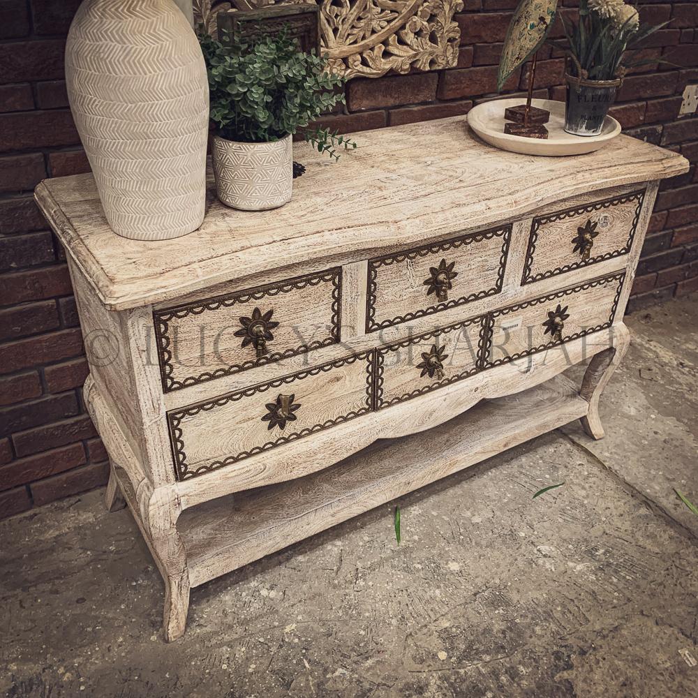 Brass inlay shabby chic drawchest | Lucky Furniture & Handicrafts.