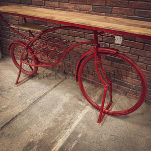 Vibrant Red Industrial cycle bar console | Lucky Furniture & Handicrafts.
