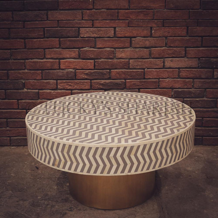 Stripe Grey and white Bone Inlay Table | Lucky Furniture & Handicrafts.