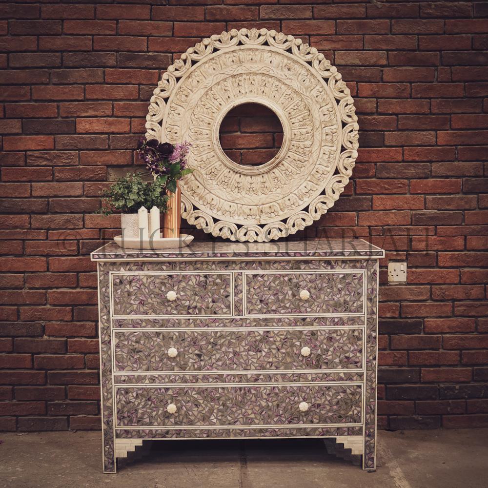 Bone Inlay Mosaic design Drawchest | Lucky Furniture & Handicrafts.