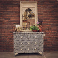 Floral Black and white bone inlay drawchest | Lucky Furniture & Handicrafts.