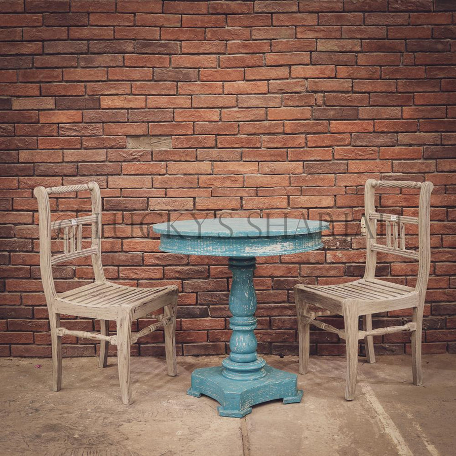 Vibrant Blue Round Table and Assorted Chair | Lucky Furniture & Handicrafts.