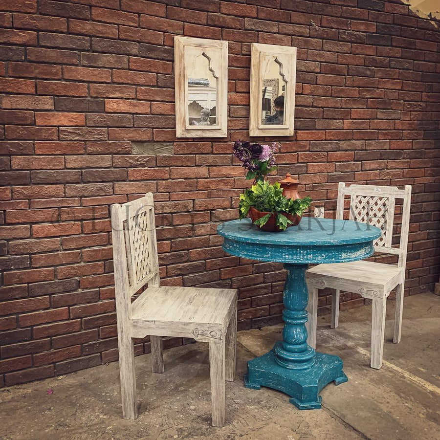 Vibrant Blue Round Table and Assorted Chair | Lucky Furniture & Handicrafts.