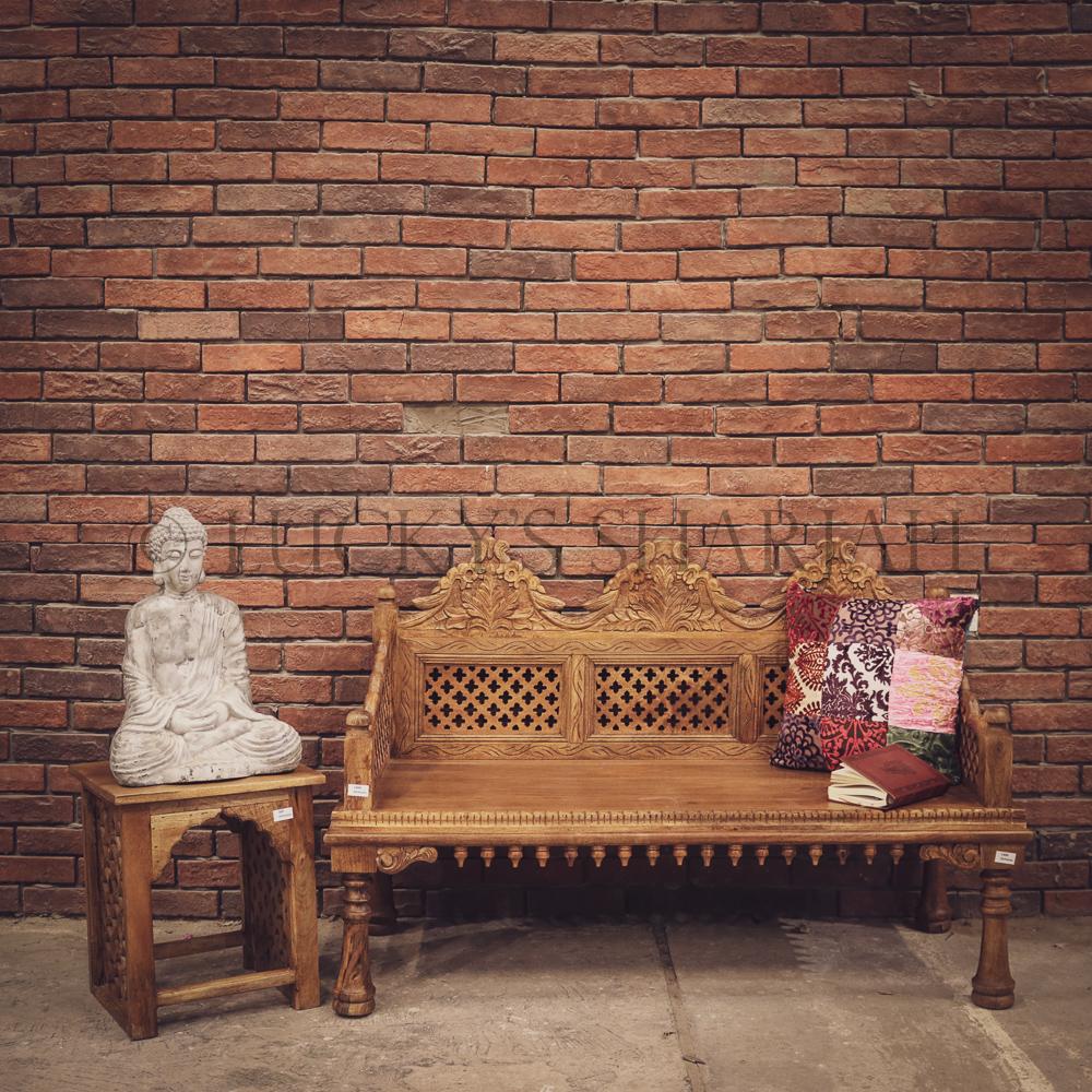 Intricate Carved Bench | Lucky Furniture & Handicrafts.