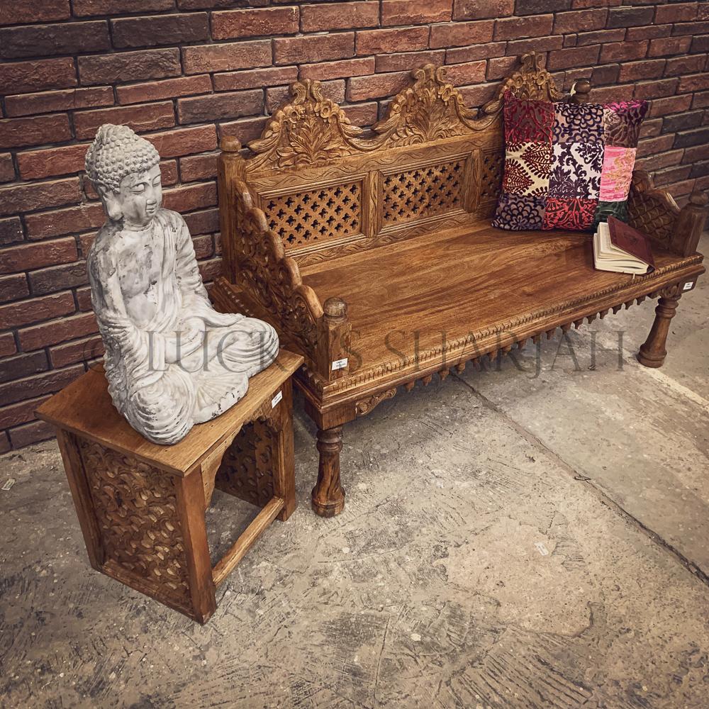 Intricate Carved Bench | Lucky Furniture & Handicrafts.