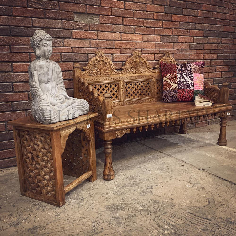 Intricate Carved Bench | Lucky Furniture & Handicrafts.