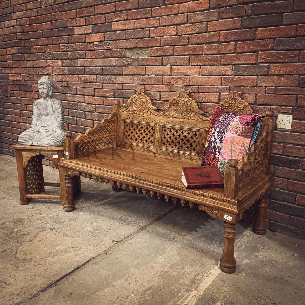 Intricate Carved Bench | Lucky Furniture & Handicrafts.