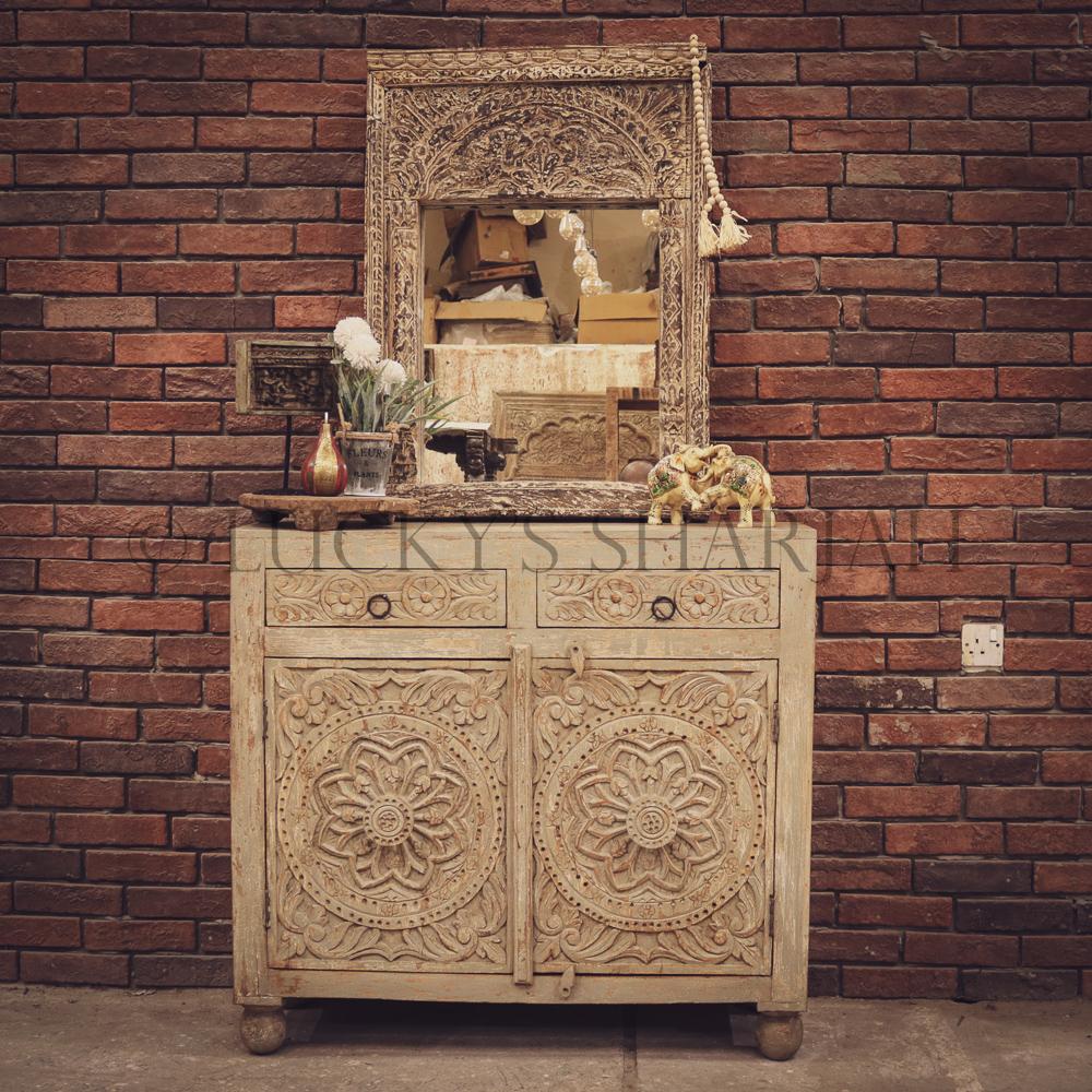 Heavy Carved 2 draw 2 draw sideboard | Lucky Furniture & Handicrafts.