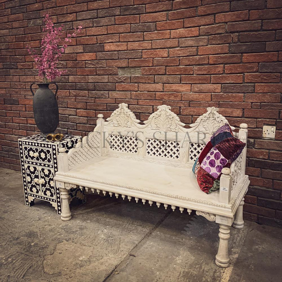 Intricate Detailed Carved Bench | Lucky Furniture & Handicrafts.