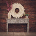 Grey and white bone inlay console | Lucky Furniture & Handicrafts.