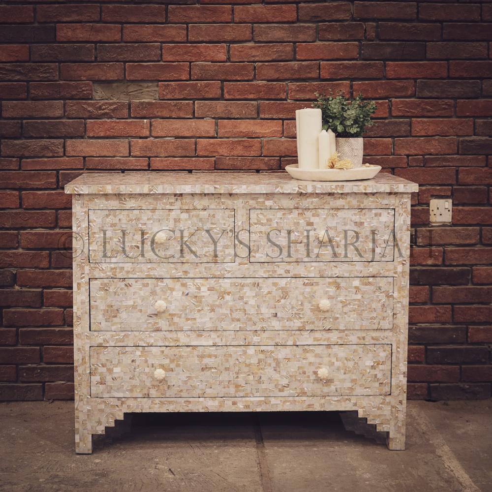 Mother of pearl inlay dresser drawers | Lucky Furniture & Handicrafts.