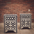 Celestial Black and white bone inlay sidetable | Lucky Furniture & Handicrafts.
