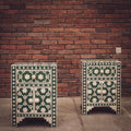 Celestial Green and white bone inlay sidetable | Lucky Furniture & Handicrafts.