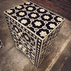 Celestial Black and white bone inlay sidetable | Lucky Furniture & Handicrafts.