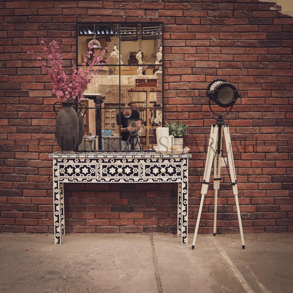 Celestial Black and white bone inlay console | Lucky Furniture & Handicrafts.