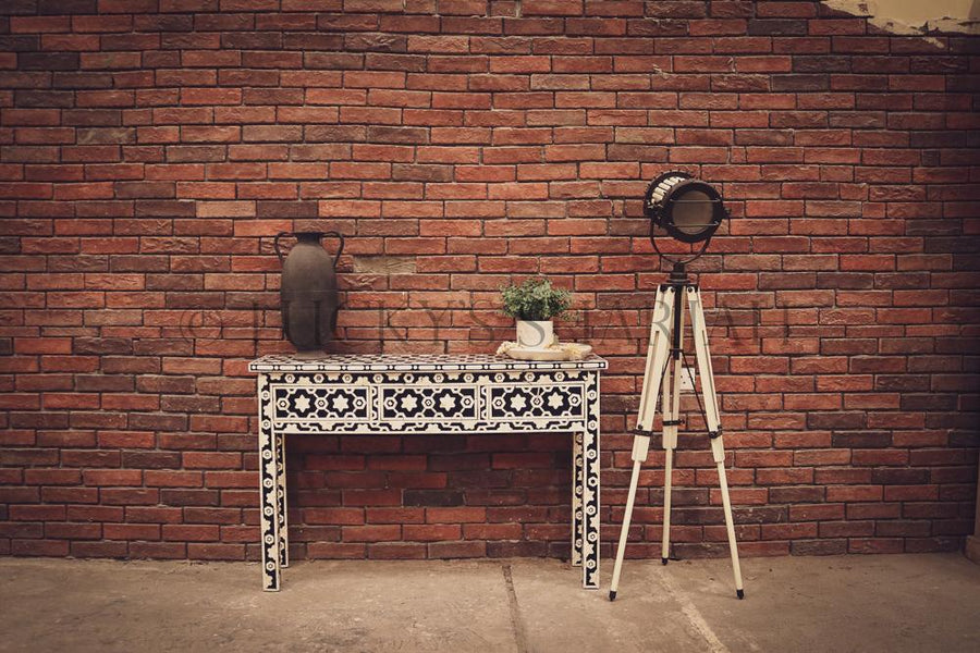 Celestial Black and white bone inlay console | Lucky Furniture & Handicrafts.