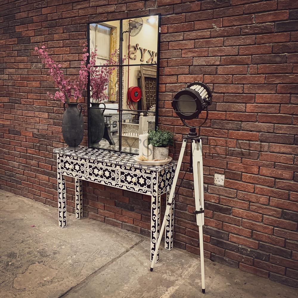 Celestial Black and white bone inlay console | Lucky Furniture & Handicrafts.
