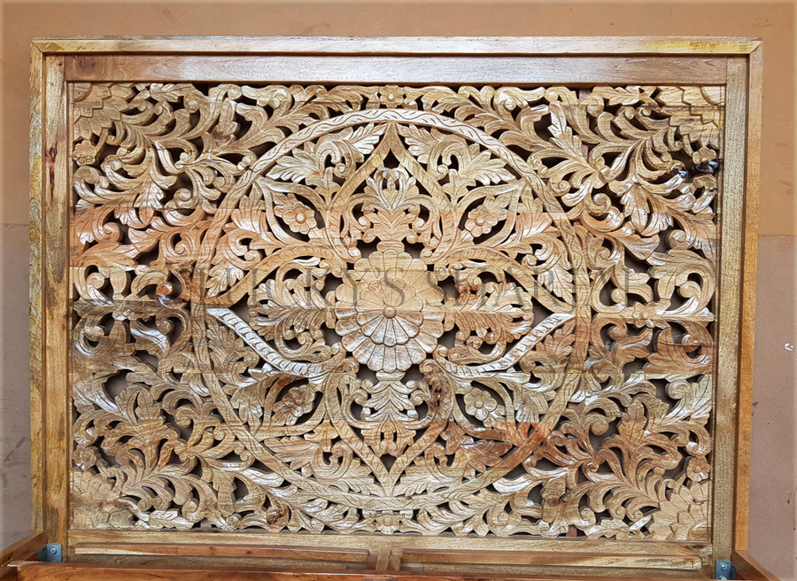 Heavy Carved Bed NATURAL | Lucky Furniture & Handicrafts.