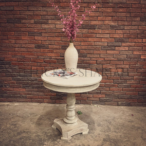 Round Pedestal Table WHITE | Lucky Furniture & Handicrafts.