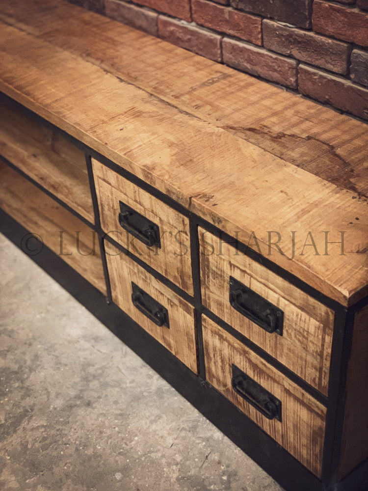 Industrial  8 Draw Tv Stand | Lucky Furniture & Handicrafts.