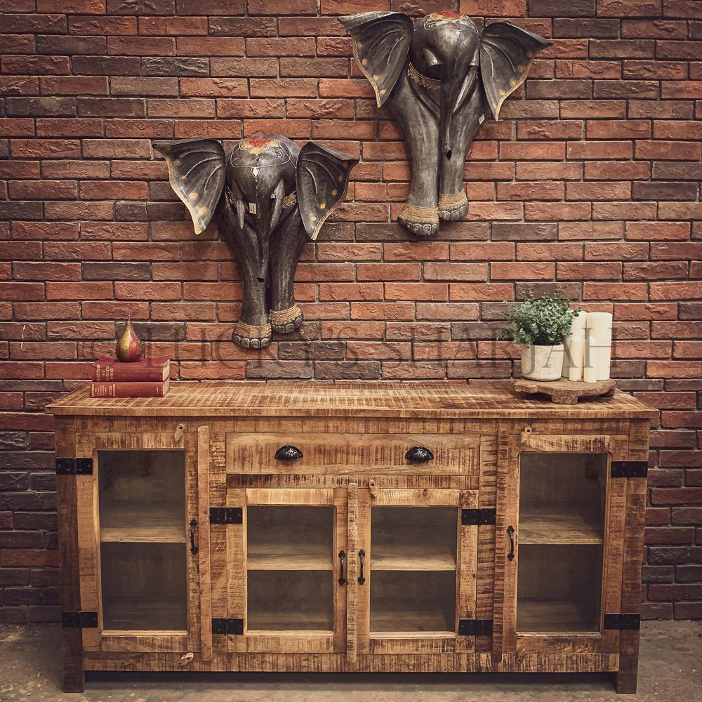Barn style Glass door sideboard mango wood | Lucky Furniture & Handicrafts.