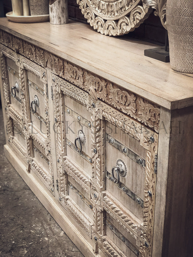 Gujarati door carved sideboard | Lucky Furniture & Handicrafts.