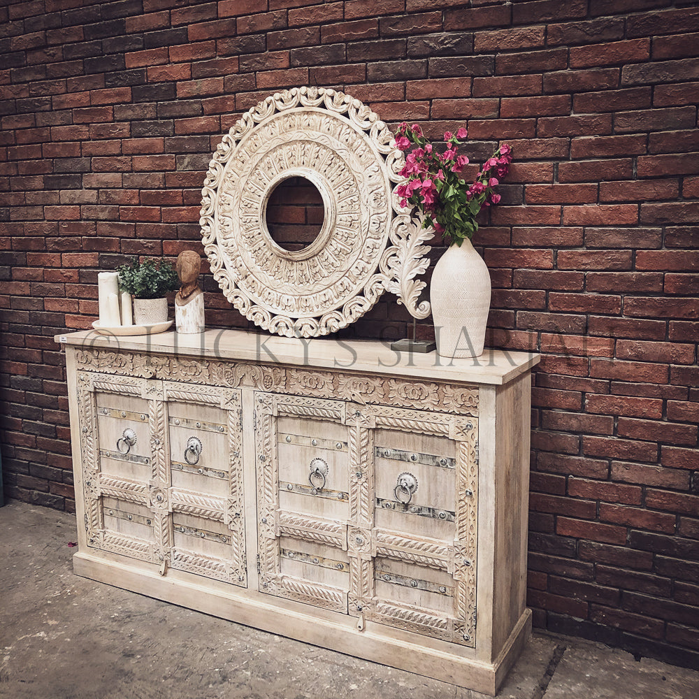 Gujarati door carved sideboard | Lucky Furniture & Handicrafts.