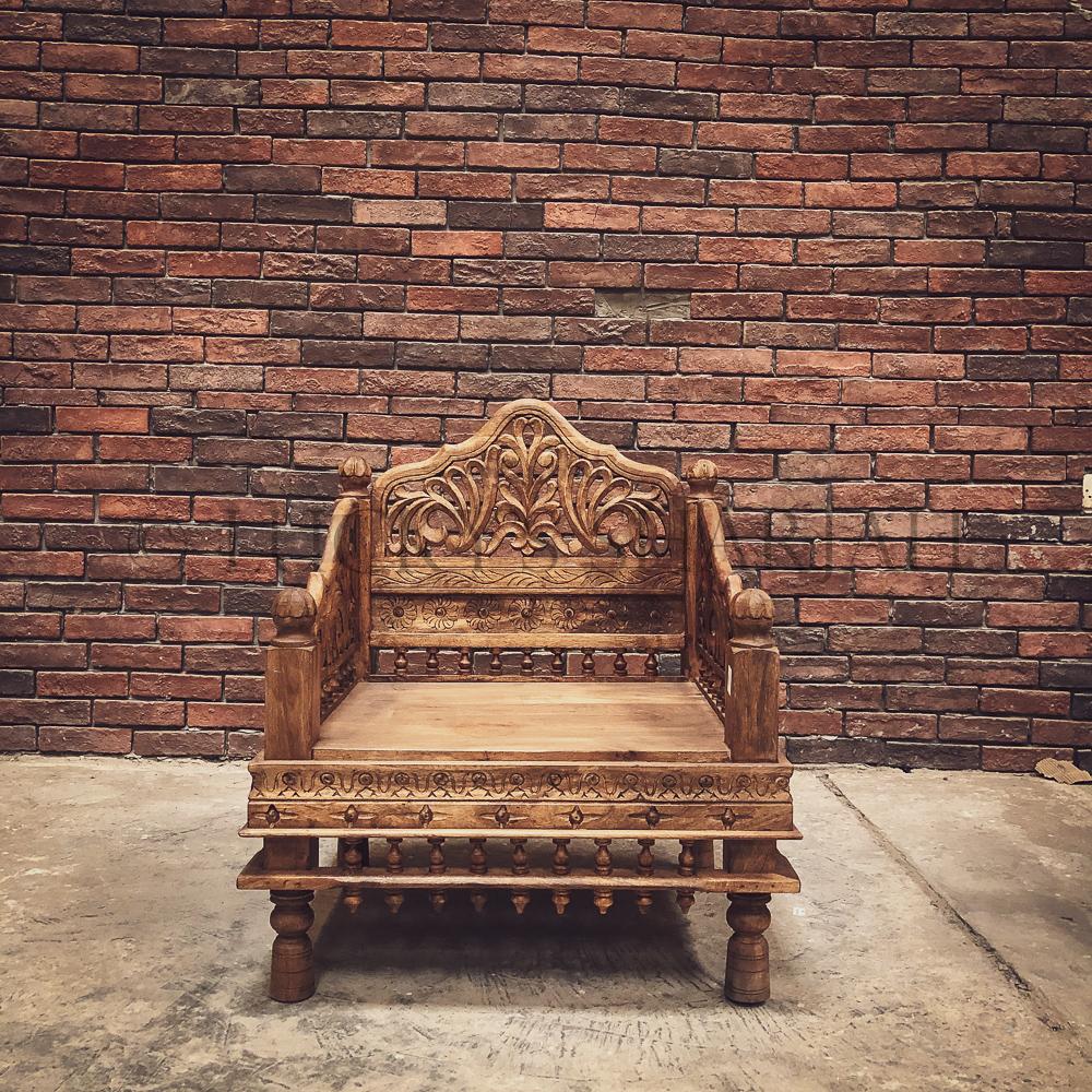Carved Single seater bench | Lucky Furniture & Handicrafts.