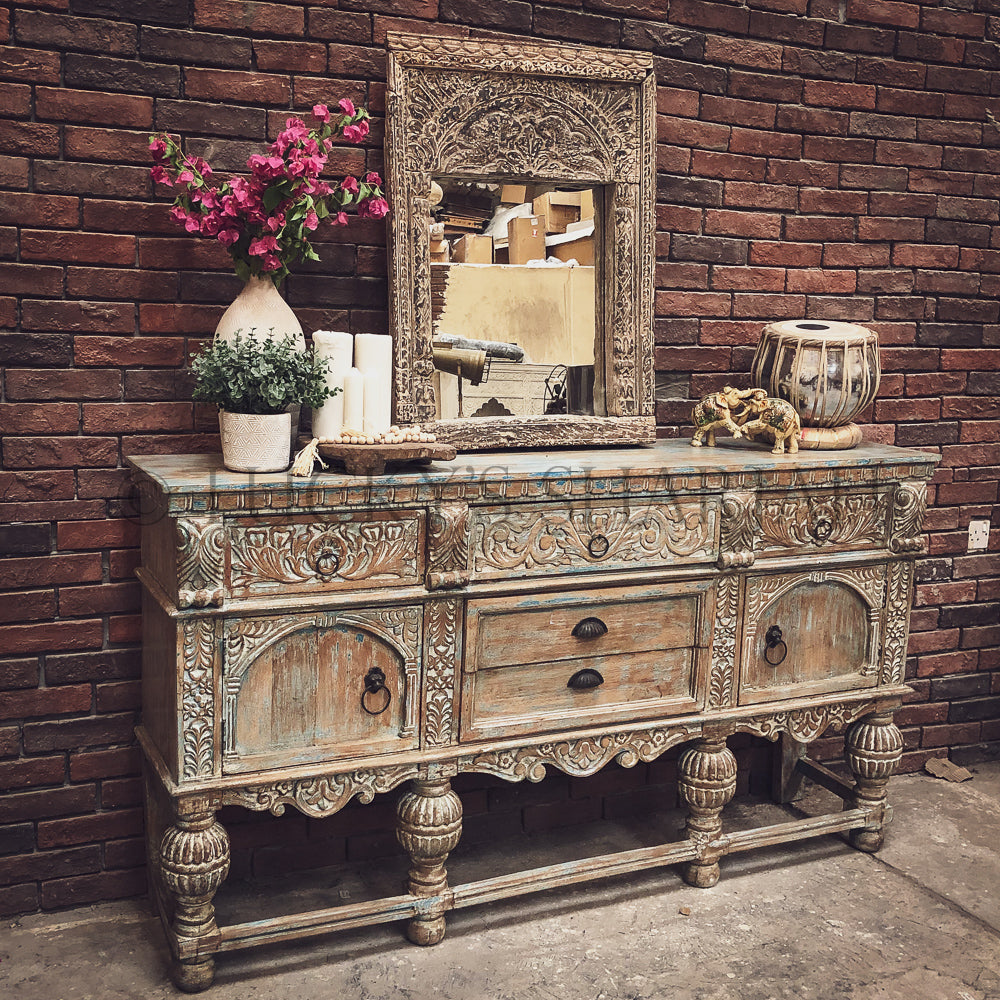 Grand Carved Rustic Chic Console | Lucky Furniture & Handicrafts.