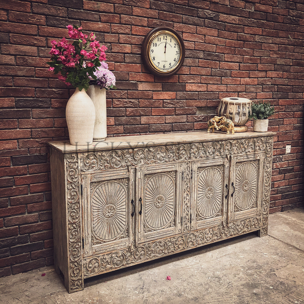 Heavy Carved Rustic Sideboard | Lucky Furniture & Handicrafts.