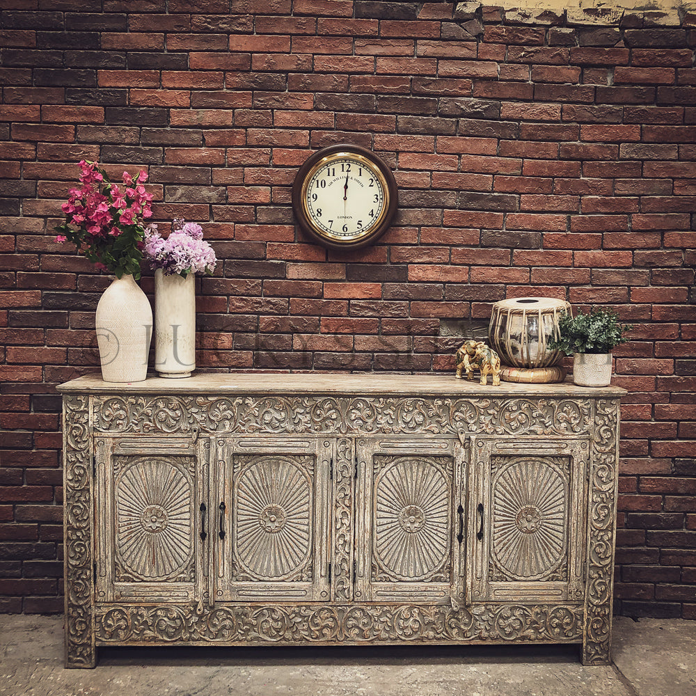 Heavy Carved Rustic Sideboard | Lucky Furniture & Handicrafts.