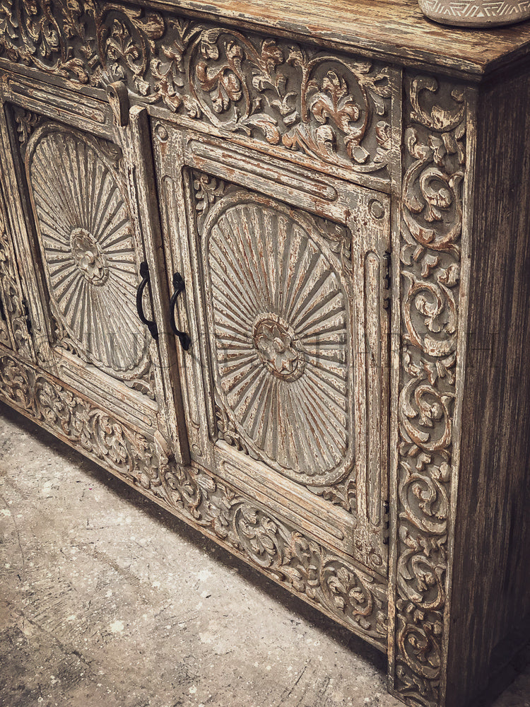 Heavy Carved Rustic Sideboard | Lucky Furniture & Handicrafts.