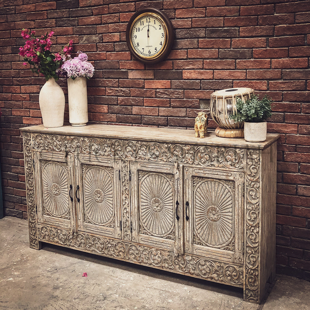 Heavy Carved Rustic Sideboard | Lucky Furniture & Handicrafts.