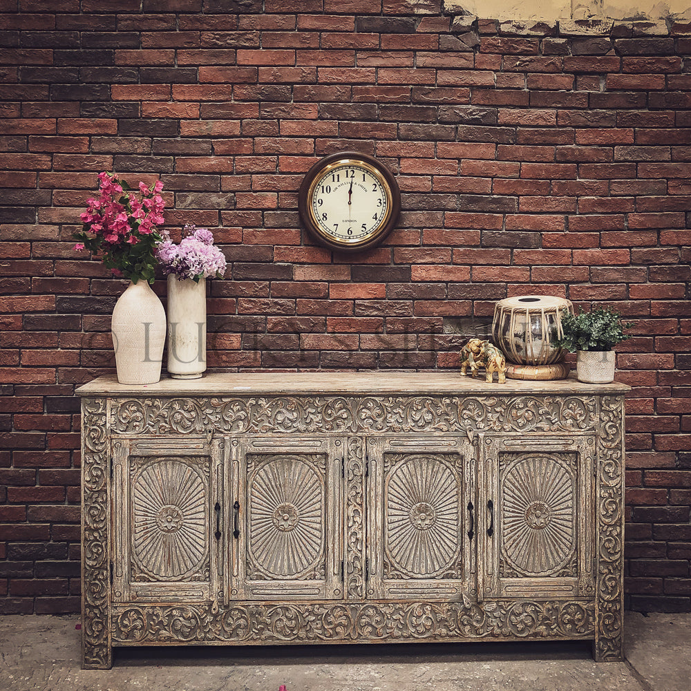Heavy Carved Rustic Sideboard | Lucky Furniture & Handicrafts.
