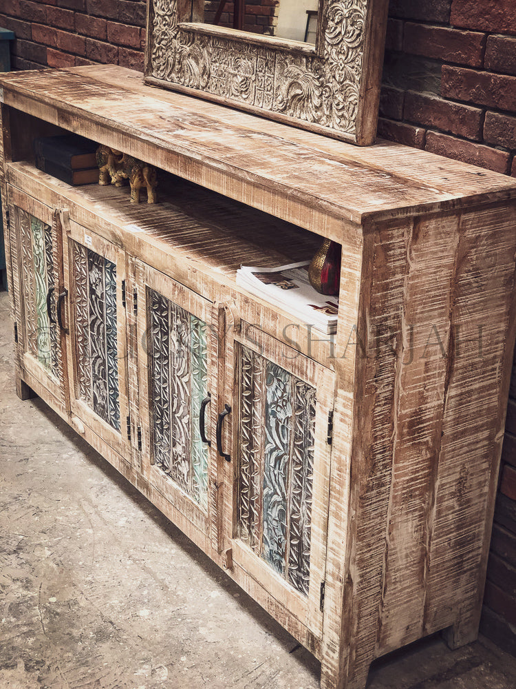 Recycle Design White Glazed Sideboard | Lucky Furniture & Handicrafts.