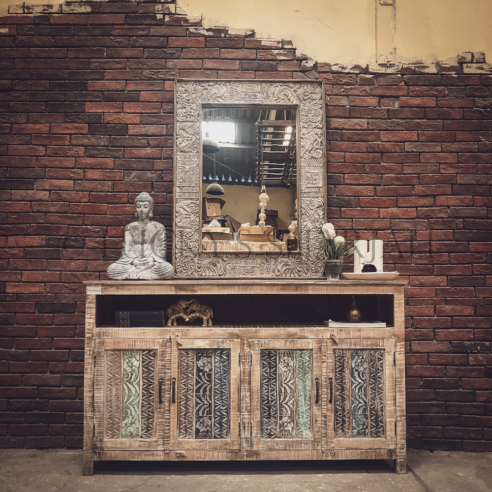 Recycle Design White Glazed Sideboard | Lucky Furniture & Handicrafts.