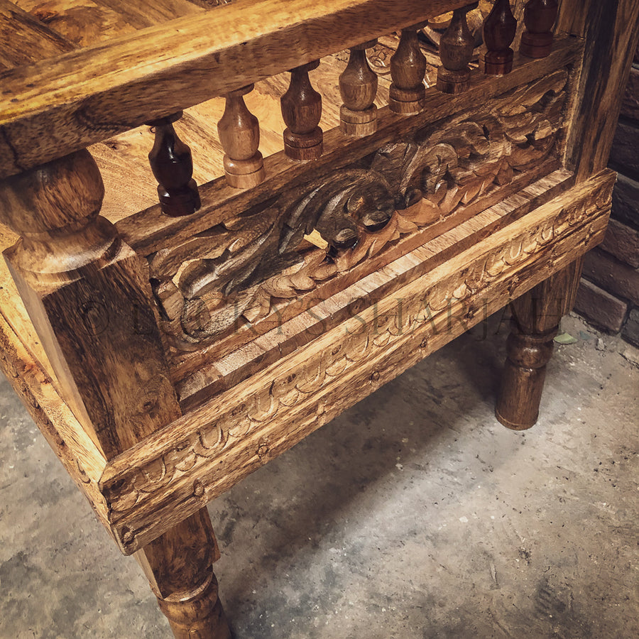 Heavy Carved Mango wood high back bench | Lucky Furniture & Handicrafts.