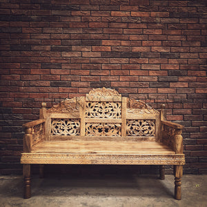 Heavy Carved Mango wood high back bench | Lucky Furniture & Handicrafts.