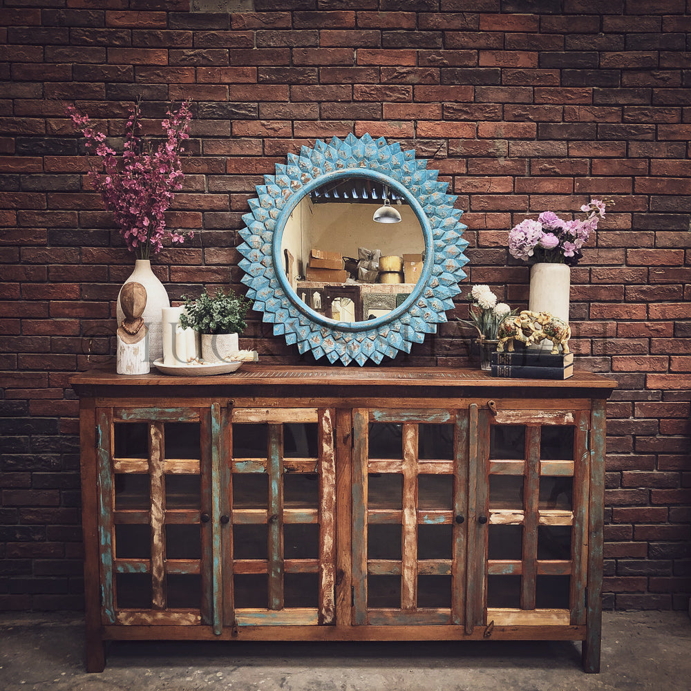 Recycle design glass door sideboard | Lucky Furniture & Handicrafts.