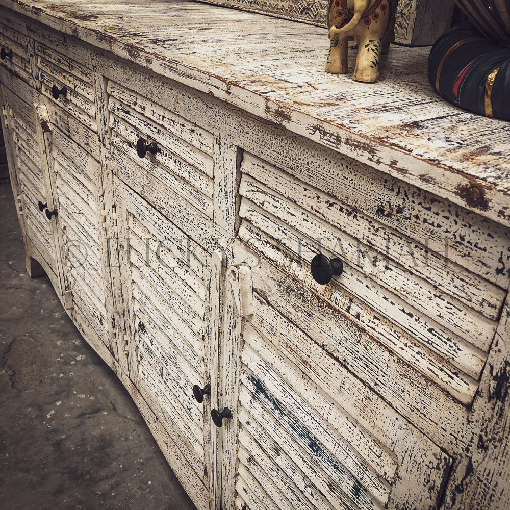 White Shutter 4 draw 4 door Sideboard | Lucky Furniture & Handicrafts.
