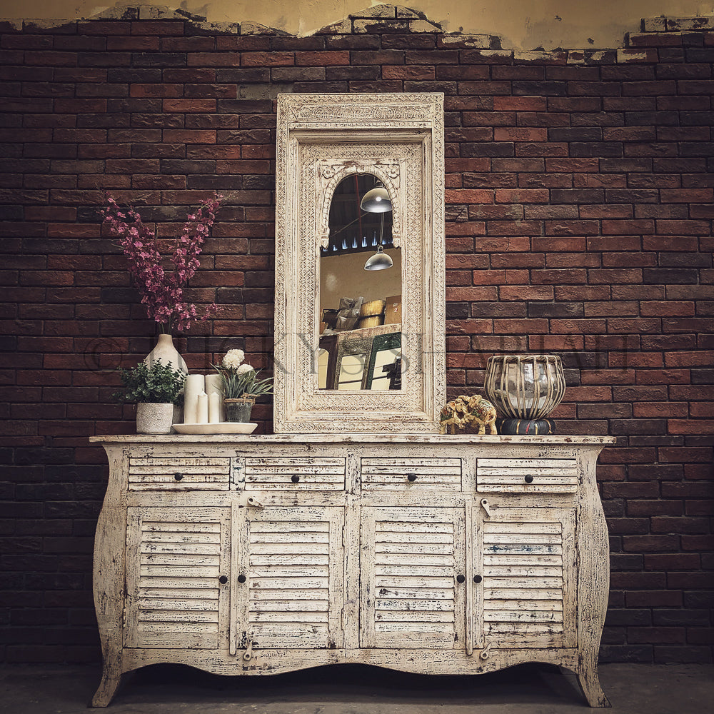 White Shutter 4 draw 4 door Sideboard | Lucky Furniture & Handicrafts.