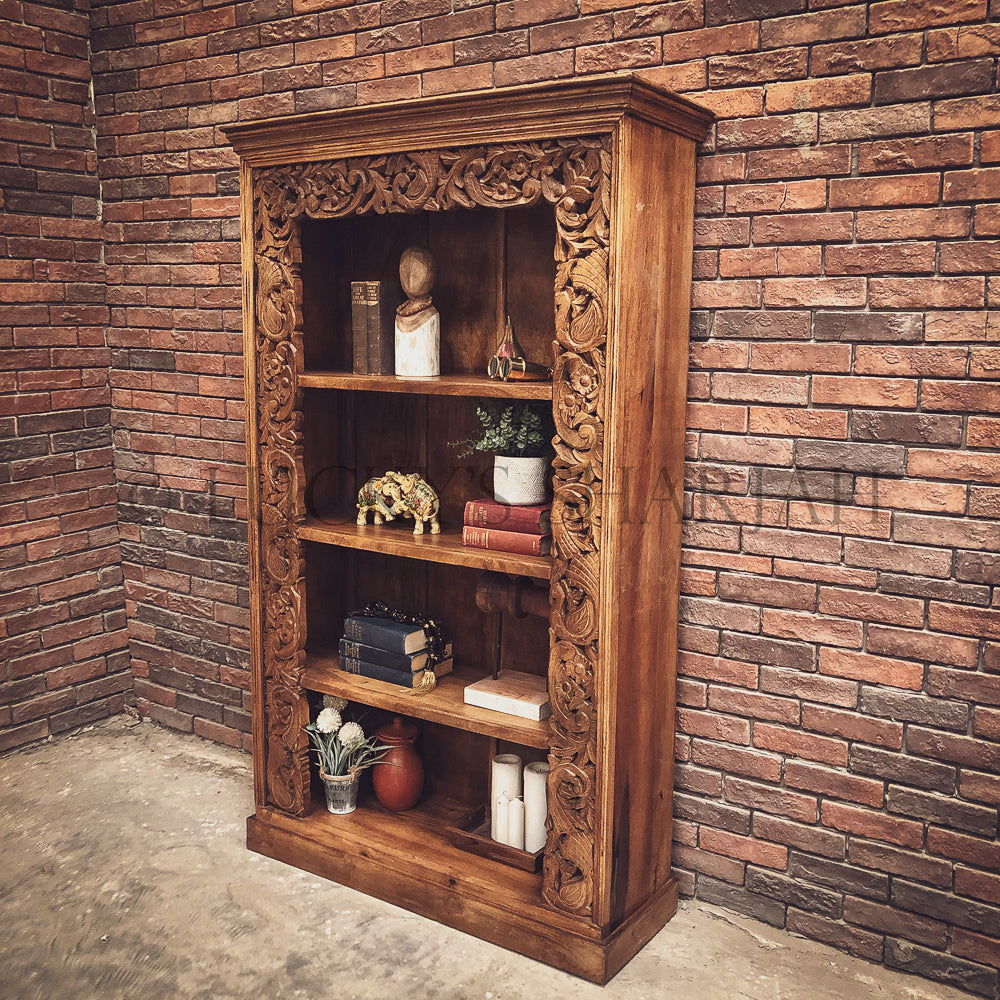 Heavy Carved Border Bookshelf | Lucky Furniture & Handicrafts.