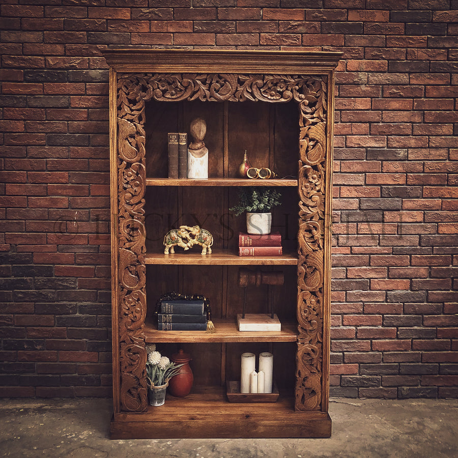 Heavy Carved Border Bookshelf | Lucky Furniture & Handicrafts.