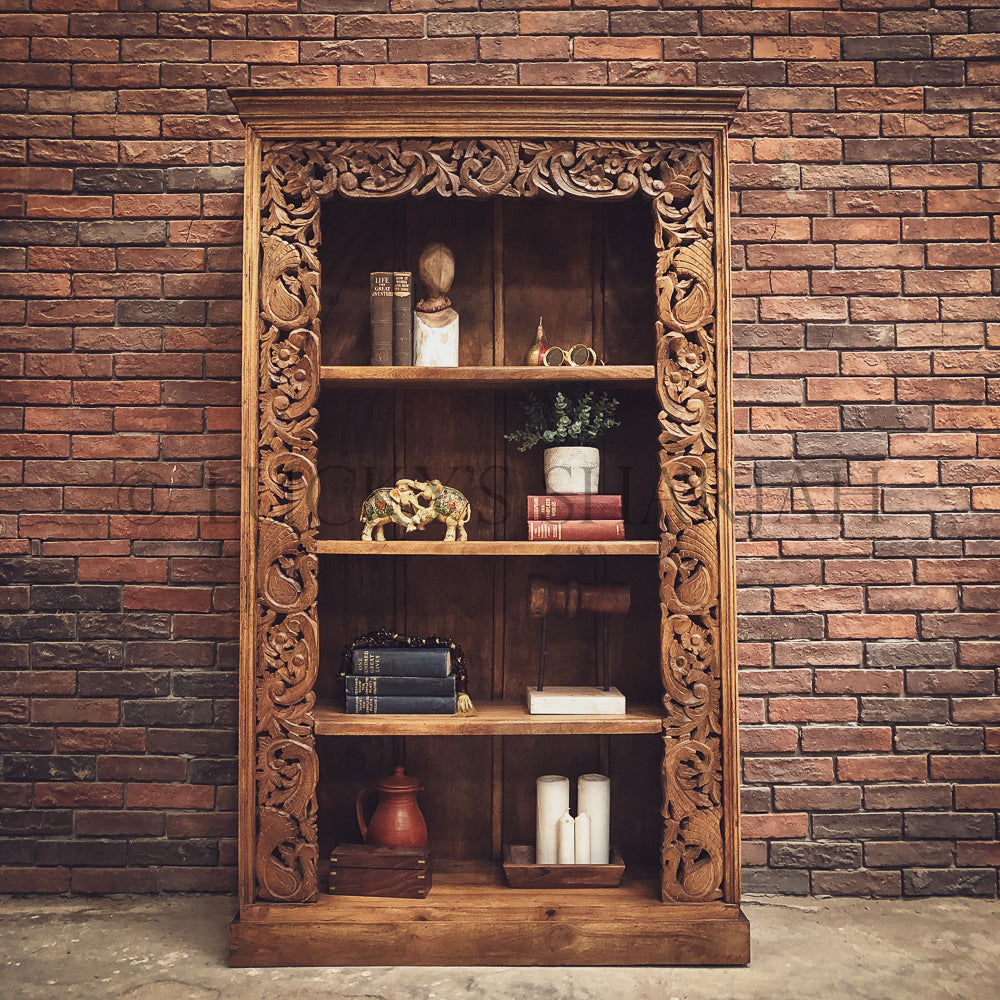 Heavy Carved Border Bookshelf | Lucky Furniture & Handicrafts.