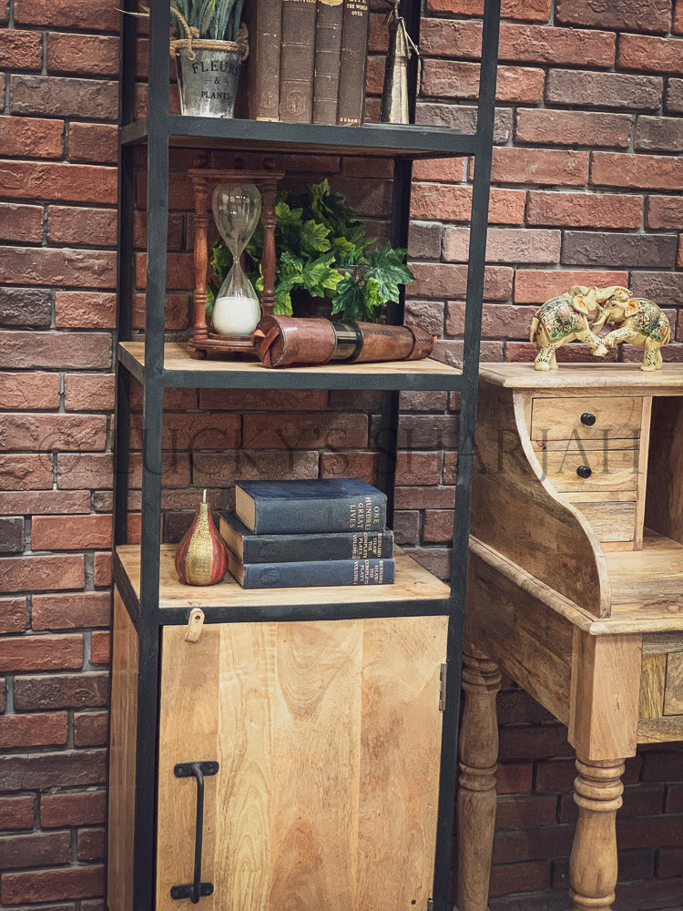 Narrow Bookshelf with storage IW | Lucky Furniture & Handicrafts.